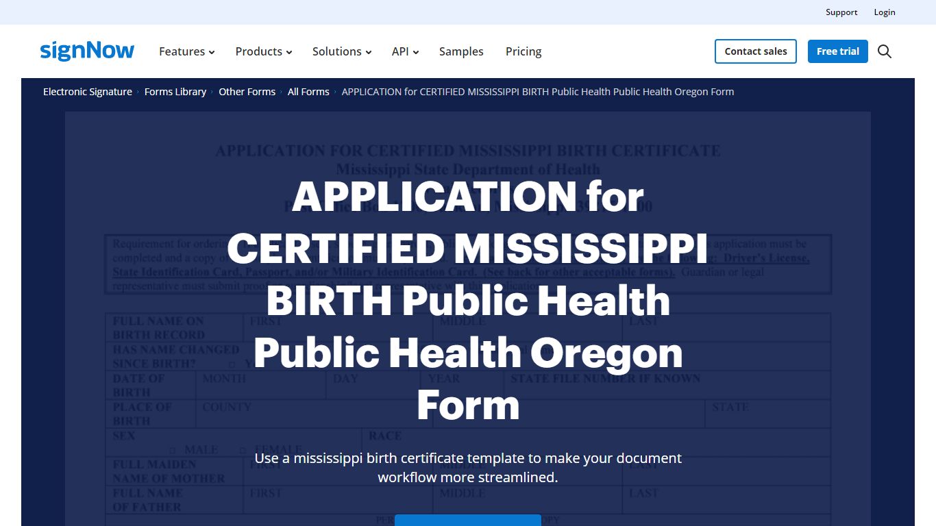 Mississippi Birth Certificate Form - Fill Out and Sign Printable PDF ...